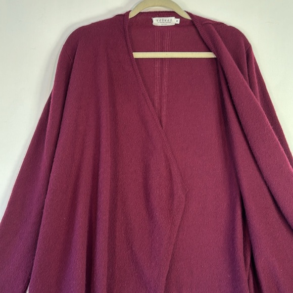 Long Burgundy Cashmere Cardigan-Velvet Brand - Picture 5 of 9